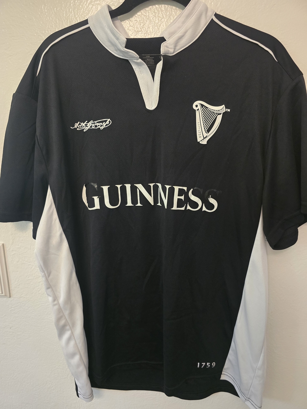Guinness Black and White Men’s Rugby-Style Jersey